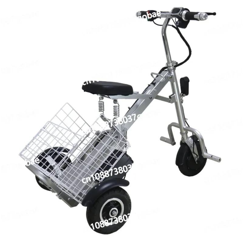 

Складной мини-электрический самокат с сиденьем для пожилых людей, 3-колесный электрический трехколесный велосипед для взрослых, мобильный для путешествий с корзиной