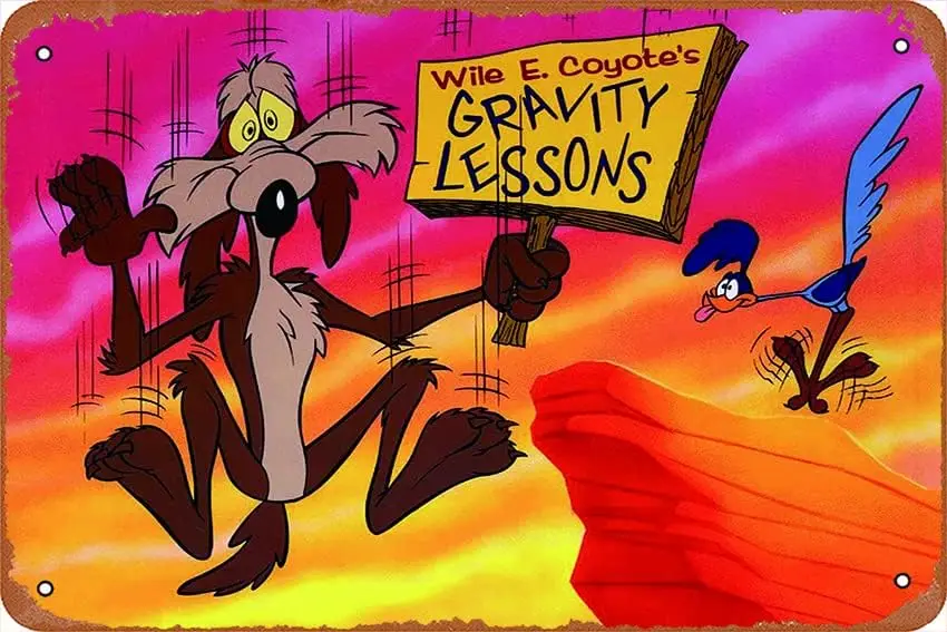 Ysirseu Wile E. Coyote and The Road Runner Iron On Transfer # 3 ملصق ريترو معدن القصدير تسجيل بار الموسيقى نادي رجل الكهف غرفة جدار د #1