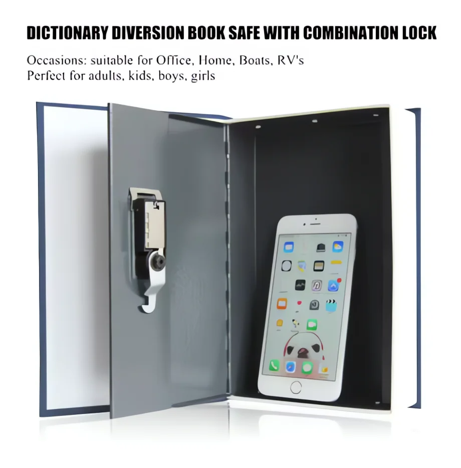 Diversion Book with Combination Lock, Secret Metal Lock Box, Money Storage Collection Box, 9.5