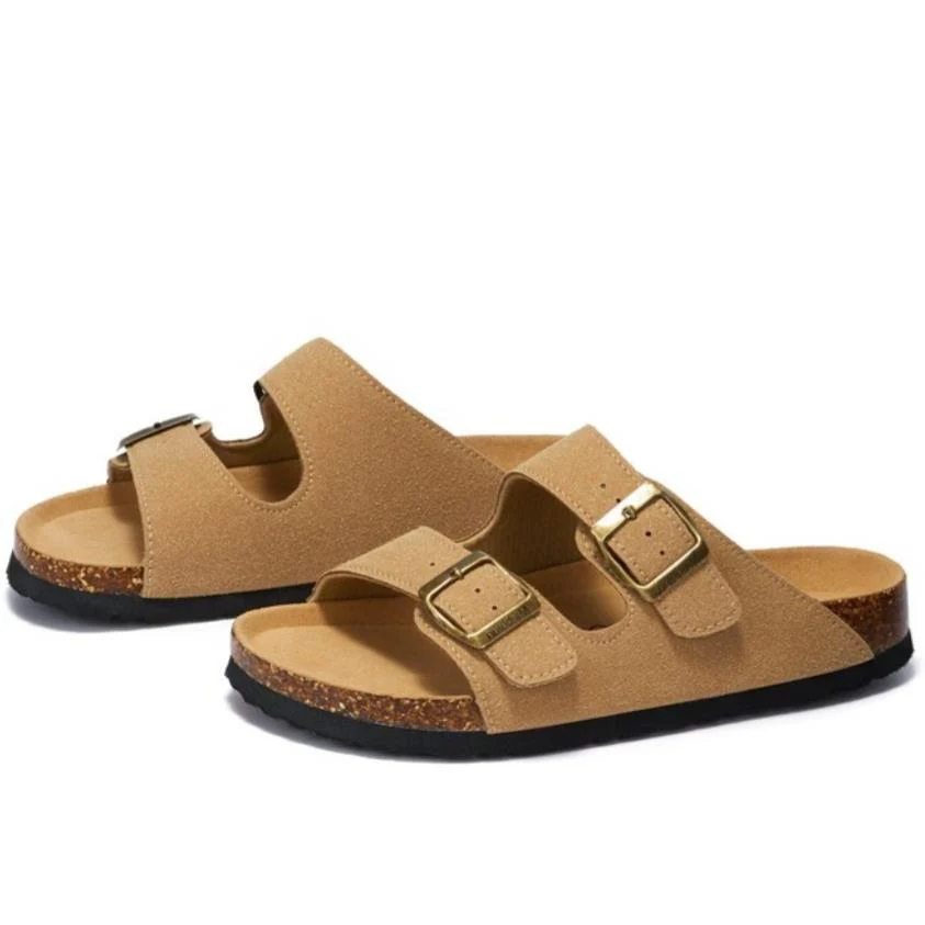 

2025, большой размер 45, пробковые тапочки на платформе для женщин и мужчин, летние туфли на плоской подошве, замшевые кожаные парные домашние пляжные шлепанцы, сандалии для отдыха