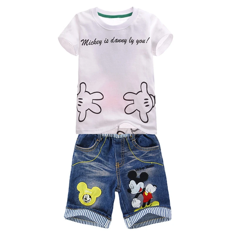 Set di vestiti per neonati bambini Cartoon Mickey Mouse bambini ragazze magliette a maniche corte magliette pantaloni estivi pantaloni pigiama per