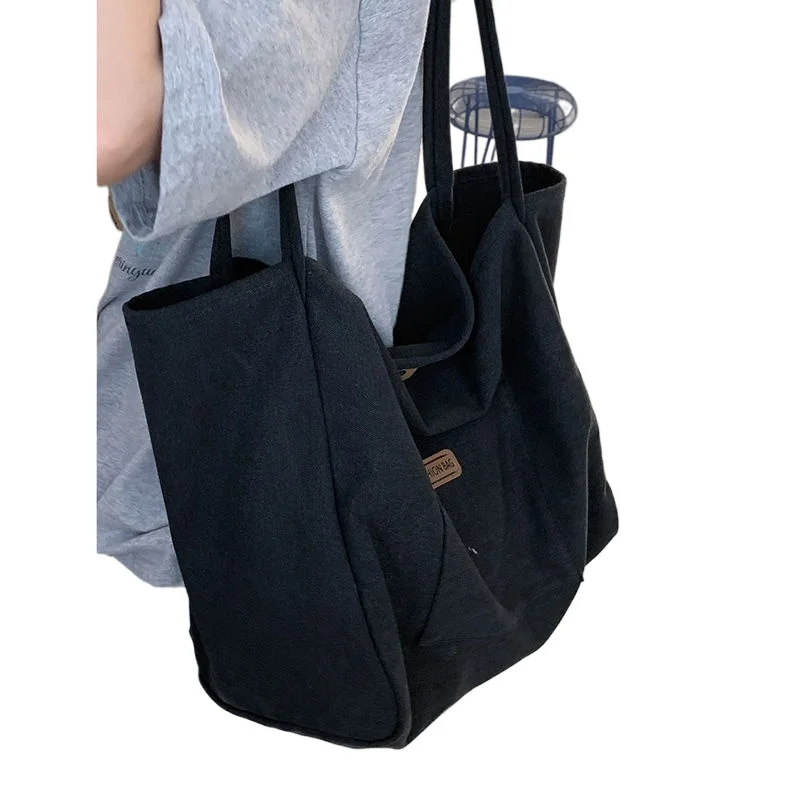 

Korean Large-capacity Shoulder Bag Canvas Versatile Portable Leisure Student Class Tote Cloth Bag Lazy Wind Barrack Handbag