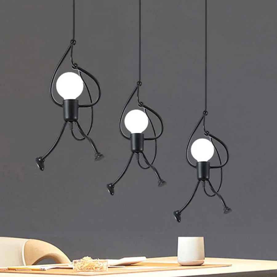 Imagem -05 - Nordic Criativa Boneca de Escalada Led Pendant Light Restaurante Quarto Presente para Quarto Infantil Lâmpada Pendurada E27