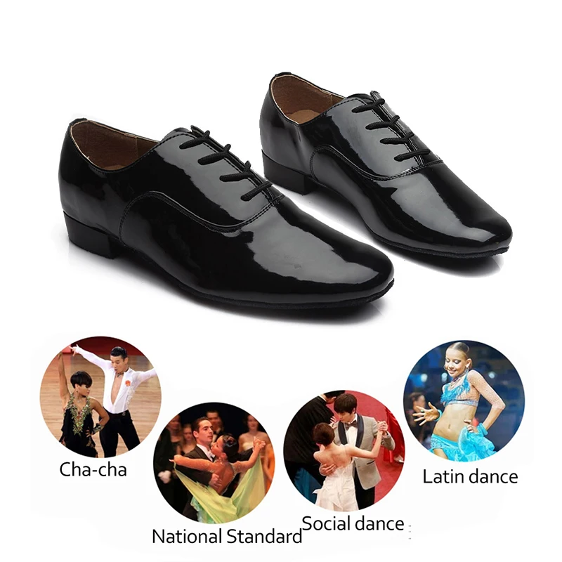 SWDZM scarpe da ballo latino da uomo scarpe latine nere Plus Size tacco basso Tango Ballroom Practice scarpe da ballo per uomo tacco 2cm