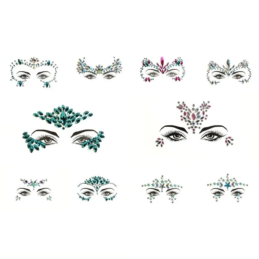 Acrylic Tidal Current Masquerade Resin Facial Ornaments Diamond Face Patch Eyes Decoration Diamond Stickers