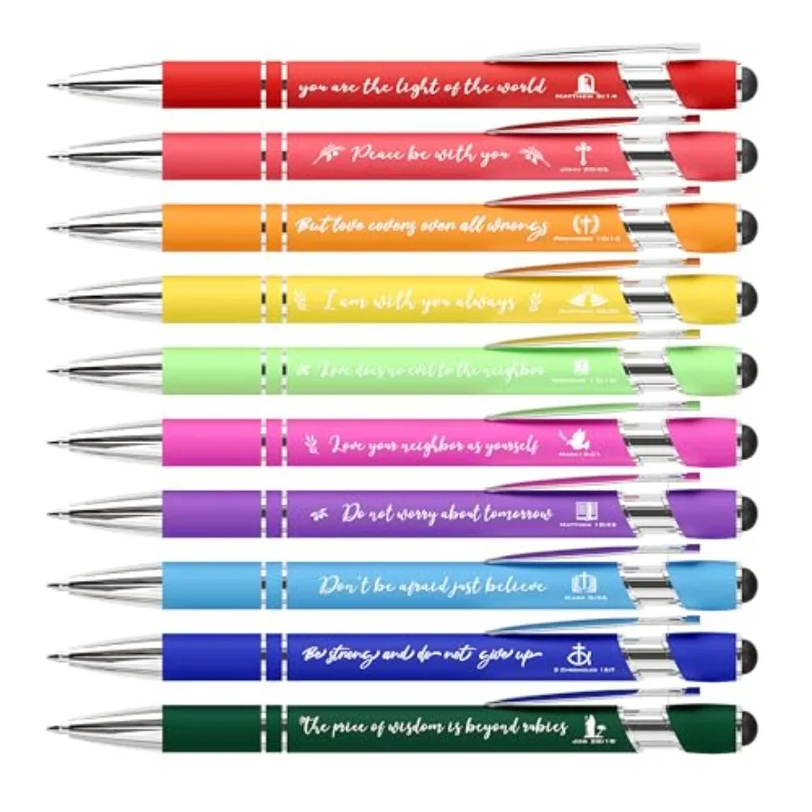 

Christian Pens with Stylus Tips Bible Verse Inspirational Pens Ballpoint Smooth Writing Black Ink Bulk Christian Gifts for Wome