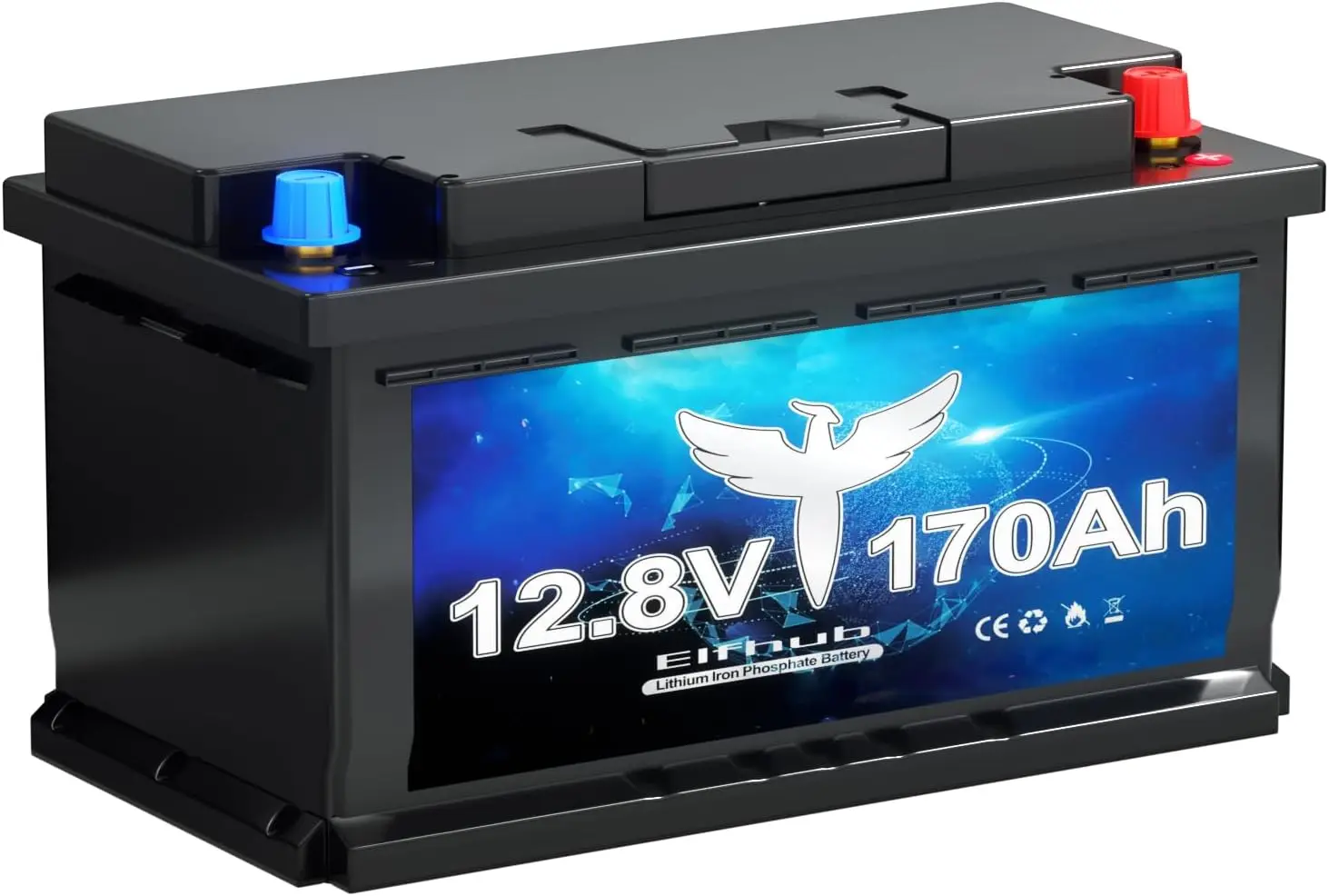 12V 170Ah LiFePO4-Batterie 150A BMS Lithiumbatterie 2176W Energie-Niedertemperaturschutz für Wohnmobil, Camping, Boot, Solar