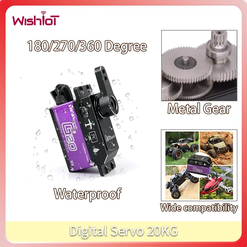 Servo digital 20kg, motor coreless de engrenagem de aço 180/270/360 graus, servos de alto torque para arduino diy rc carro robô helicóptero brinquedos