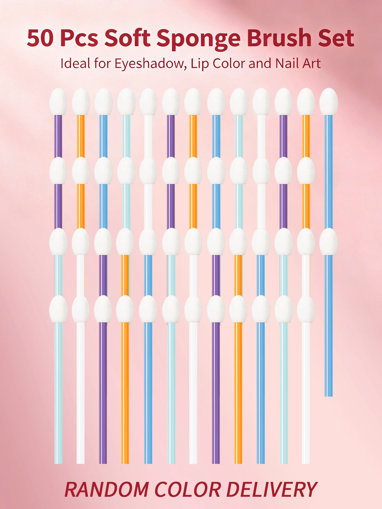 50pcs sponge makeup brushes - eyeshadow brushes, concealer brushes, nail polish blending brushes, lip color brushes-beauty tools