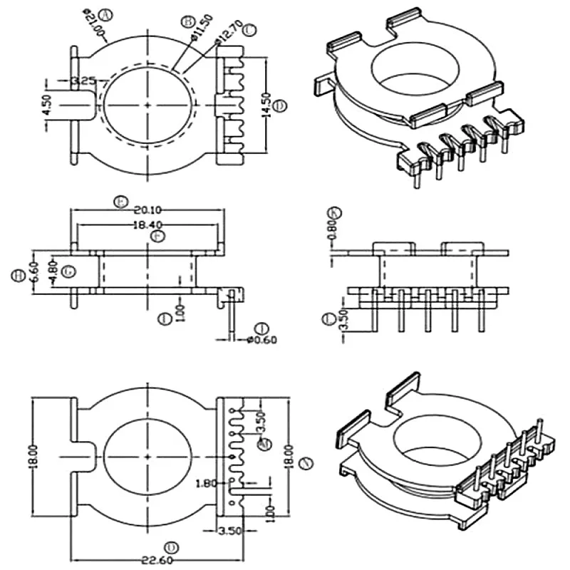 transformer  core and bobbin EQ25 soft core PC44 material   and  vertical bobbin 5+0 pins 10 sets/lot Free shipping