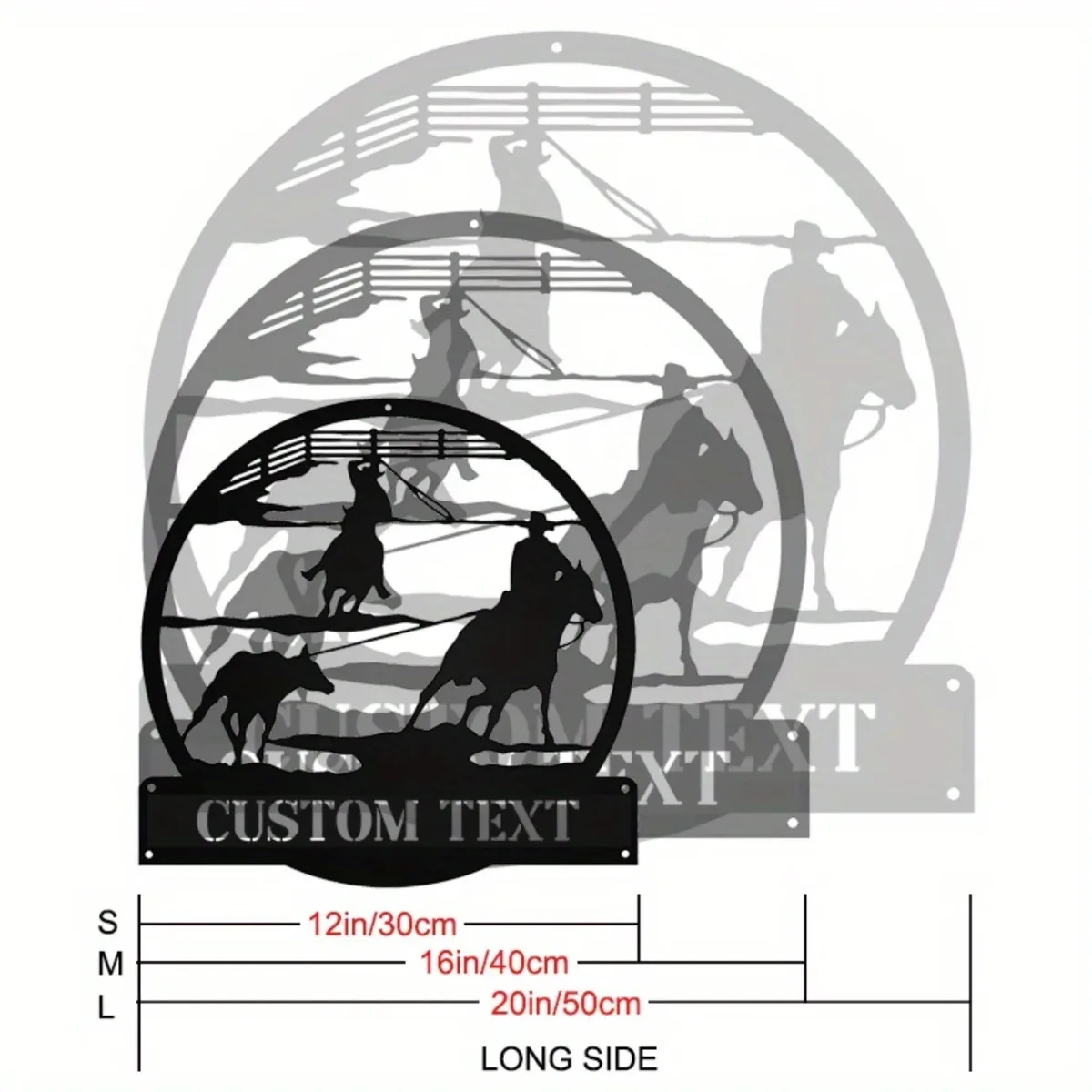 Custom Metal Wall Art (Team Roper & Cowboy Horse Design) - Stunning with Personalized Nameplate