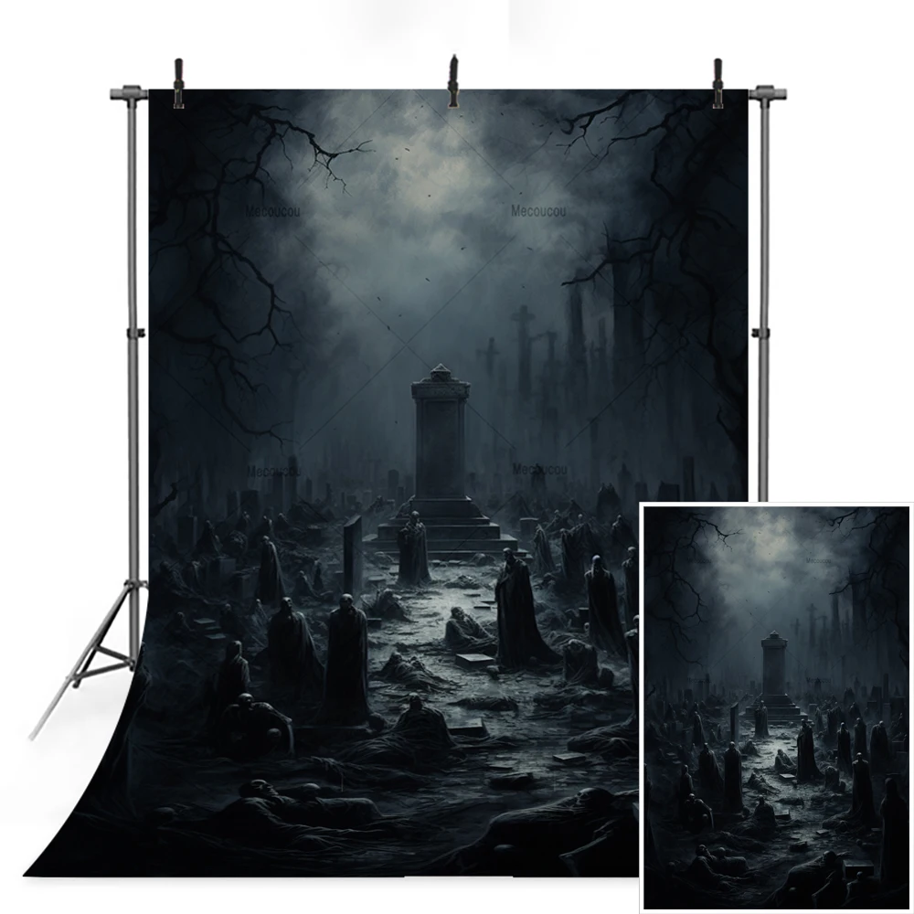 Halloween Party Vertical Backdrop Custom Terror Ghost Shadow Skeleton Cross Scary Castle Kids Room Photography Decor Background