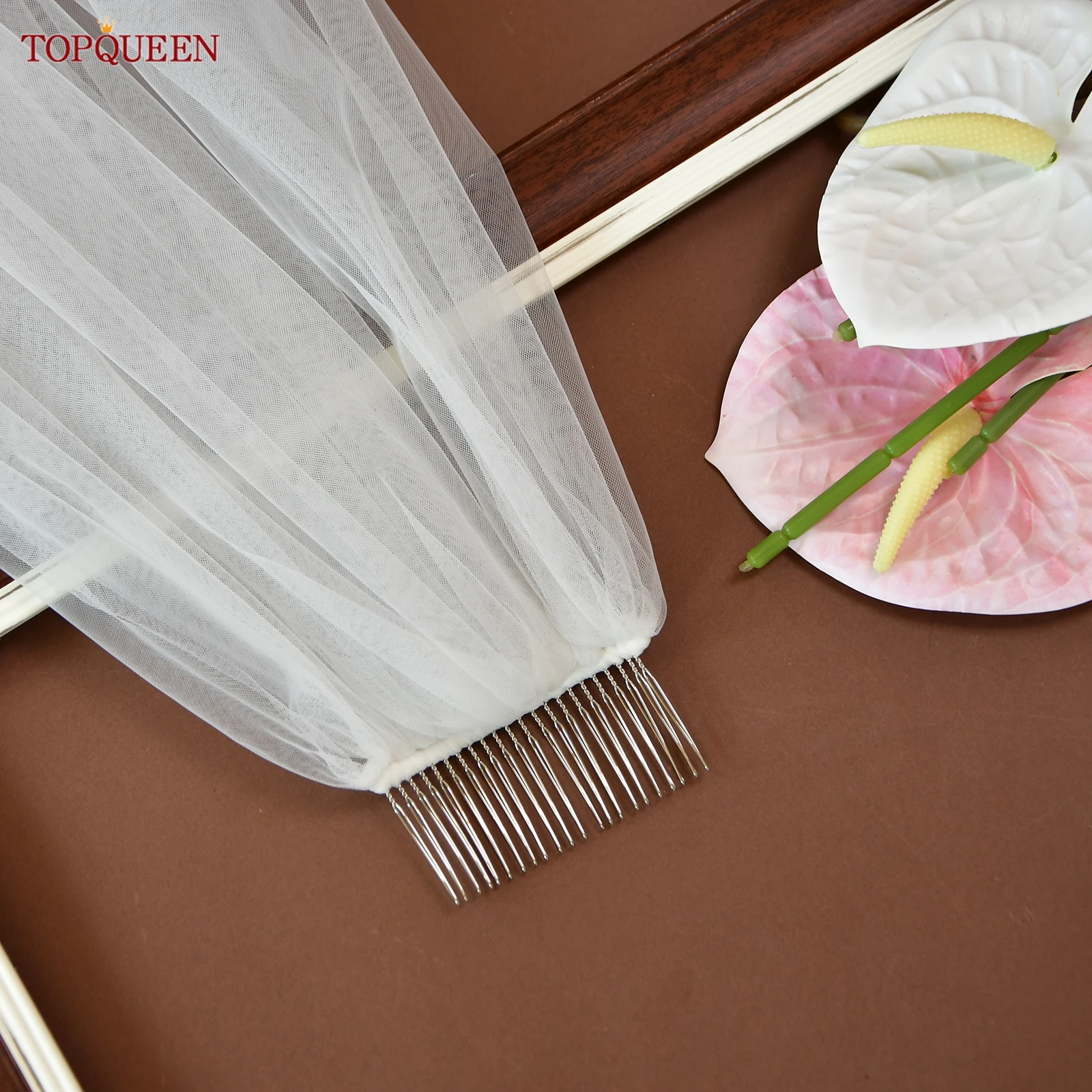 TOPQUEEN V319 حجاب الزفاف المطبوع رسالة الحجاب كاتدرائية Ins حجاب الزفاف اكسسوارات الزفاف طبقة واحدة للتخصيص