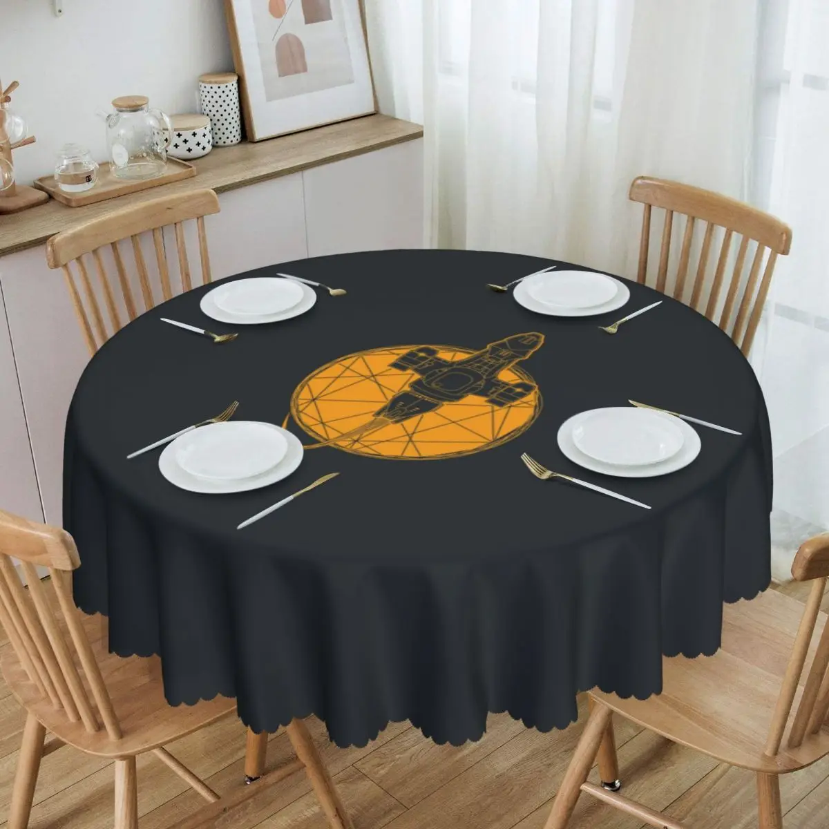 Customized Shining Star Round Tablecloths 60 Inch Space Galaxy Table Cover for Dining Table Cloth