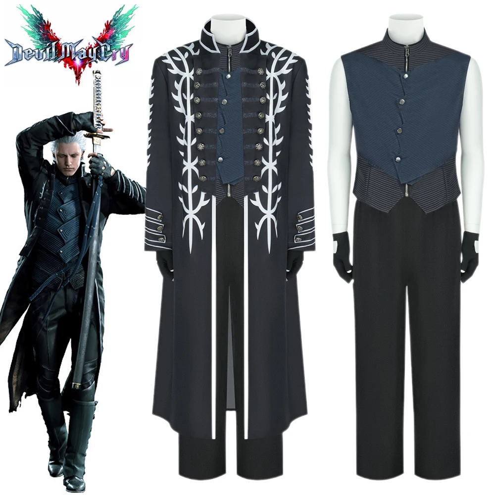 

Vergil Cosplay Game Nelo Angelo Costume Wig Vergil Cosplay Uniform Halloween Carnival Party Fantasy DMC Outfit Clothing Men Cos