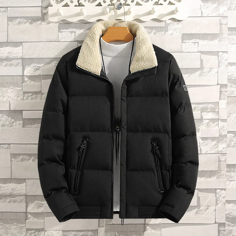 Men's Winter Thickened Short Korean Trendy Lapel Black Down Jacket