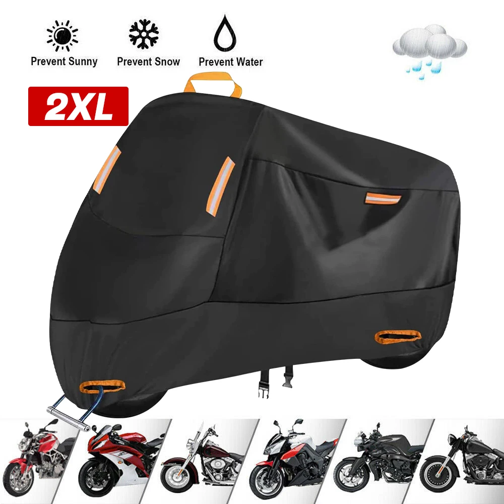 Waterproof Motorcycle Cover Heavy Duty Outdoor Rain 210T Polyester Taffeta Dust Motorbike Accessories For Outside Snow Protector