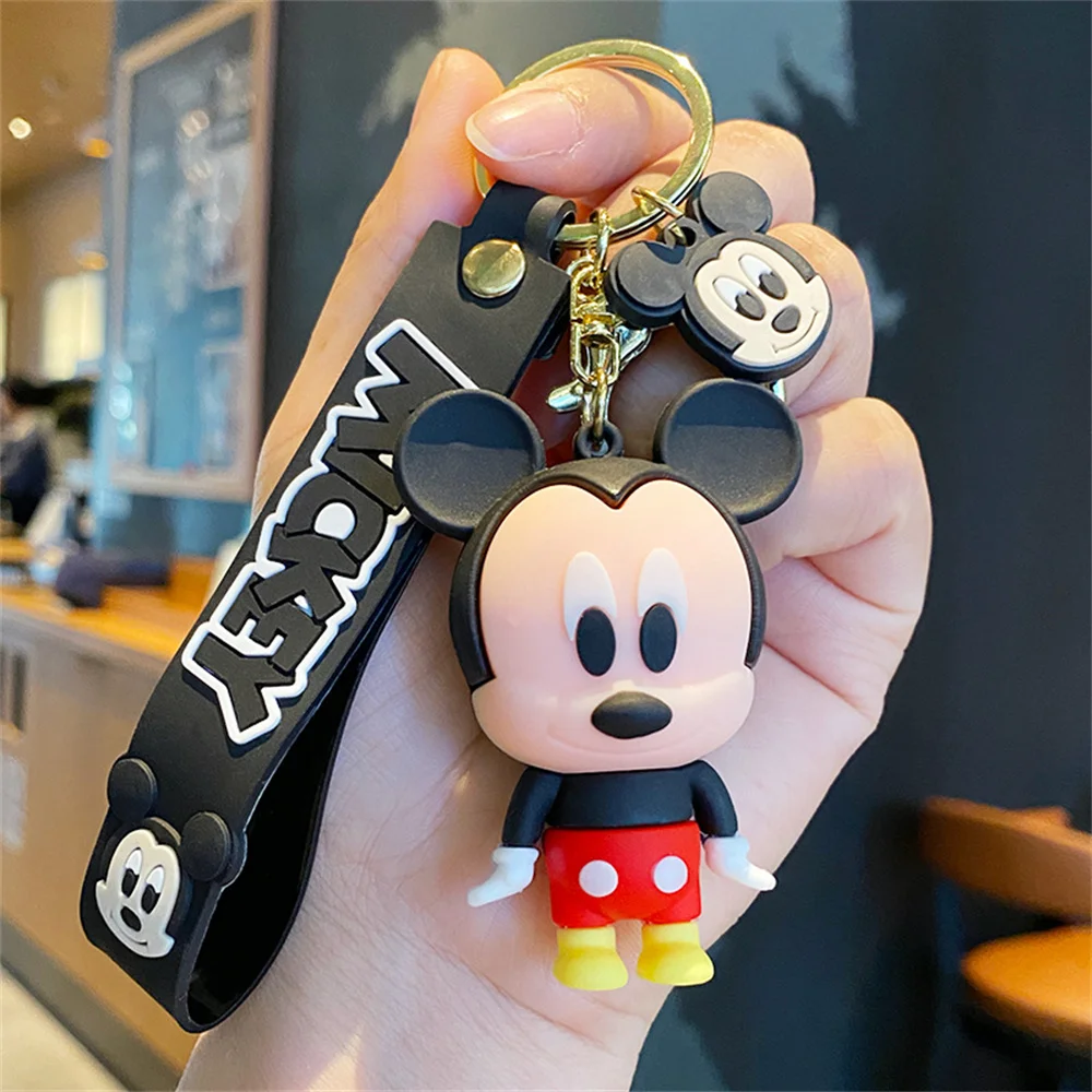 2024 new Miniso Anime Mickey Keychain Cartoon Stitch Cute Minnie Keyring Student Bag Hanging All-match Car Key Chain Couple Gift