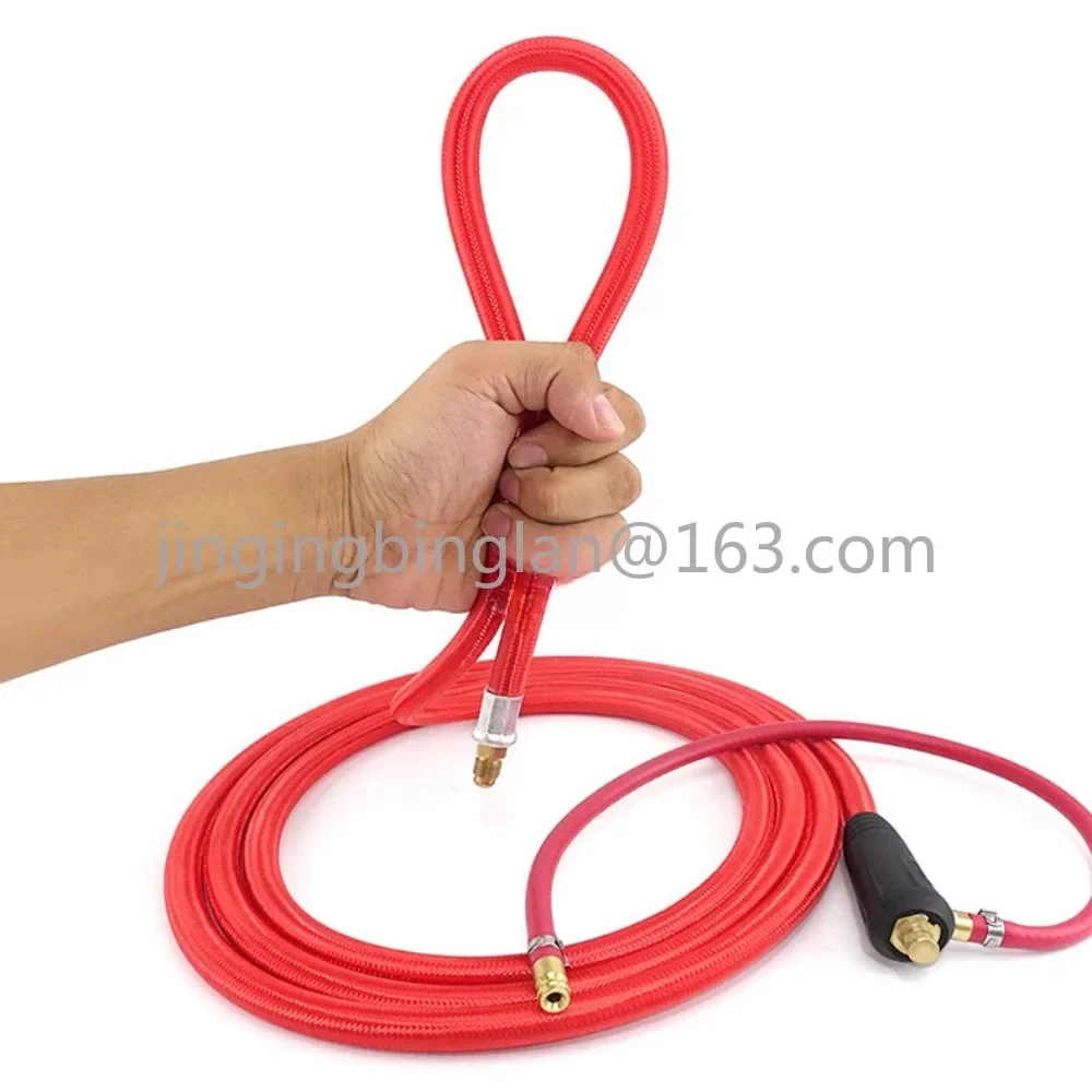 Argon Arc Welding WP17FV Welding Gun Head Assembly, Flexible Valved Red Braided Rubber Hose