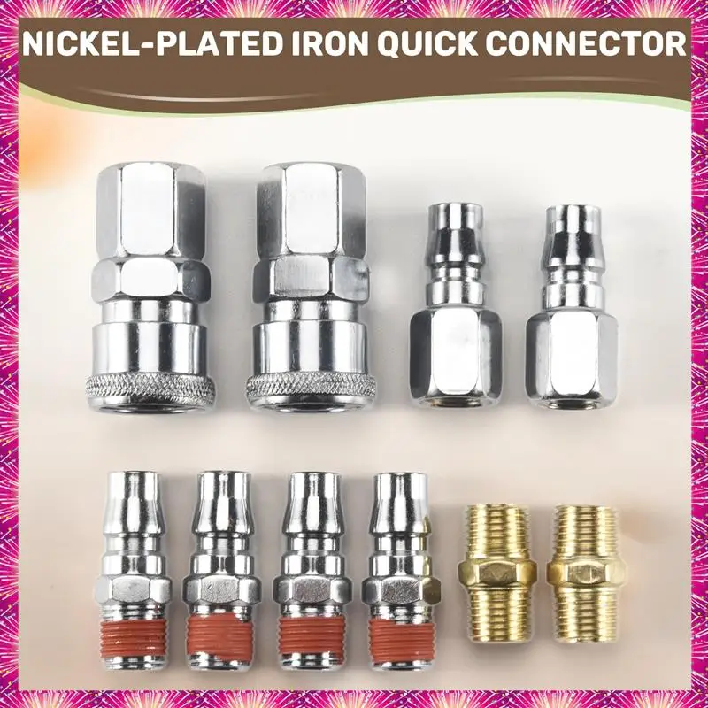 LUWEI 10Pcs 1/4 Inch BSP Air Line Hose Compressor Fitting Connector Coupler Quick Release Pneumatic Parts For Air Tools Hardware