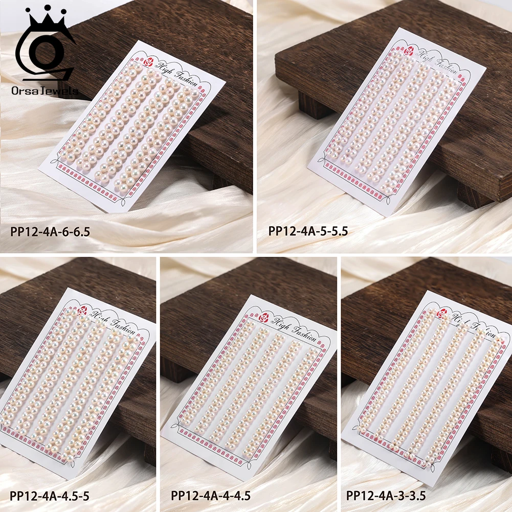 

ORSA JEWELS A Grade Natural Freshwater Pearl 3-8.5mm Round Shaped Strand Beads Chain for Jewelry Making DIY Women Earrings PP12