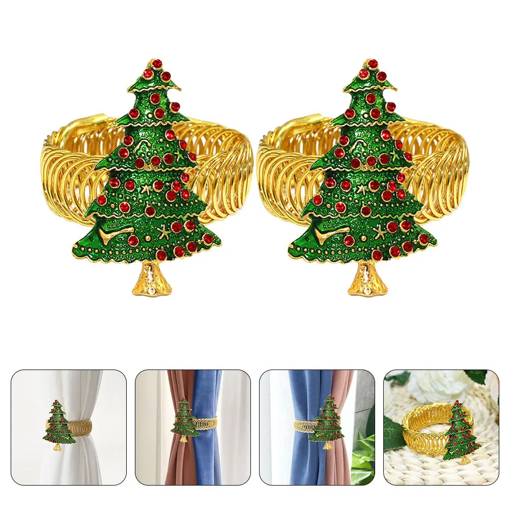 

2Pcs Christmas Tree Curtain Tiebacks Metal Spring Holdback for Festive Home Decor Rust-Resistant Elastic Curtain Buckle Suitable