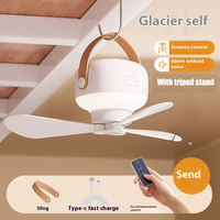 Portable Ceiling Fans 7200mAh Outdoor Camping Fan Tent Ventilator Cooler Rechargeable Electric Fan Remote Control LED Lighting