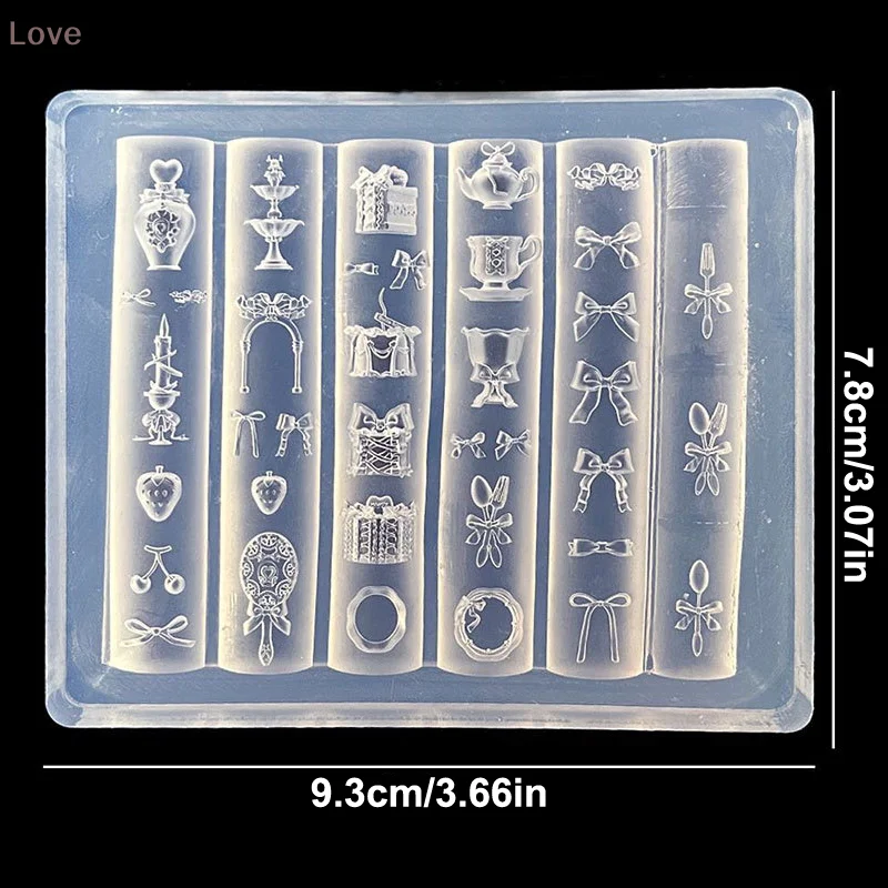 [L & P] Transparent Nail Art Silicone sculpture moule nœud papillon miroir tasse à thé UV Gel vernis moule bricolage conception charme pochoirs décor