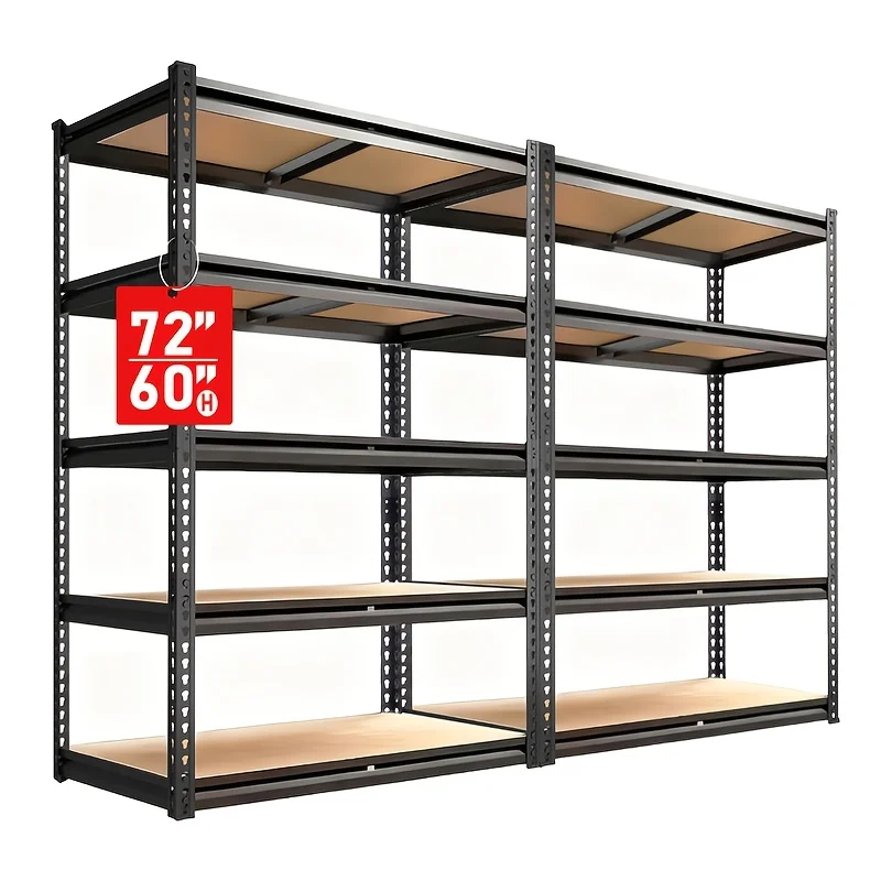 

[ZEUKMXOO] 2400LBS 5-Tier Heavy Duty Metal Storage Shelves, Heavy Duty 2pcs Garage Shelving Units, 60"/72"H Adjustable Shelving Rack for Garage, Basement, Warehouse, Commercial/Residential Use - Easy Assembly Floor-Standing OrganizerUtility Shelves