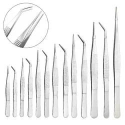 Industrial Grade Stainless Steel Tweezers 12.5cm-30cm Medical Toothed Tweezers Long Straight Forceps Electronic Repair Tools