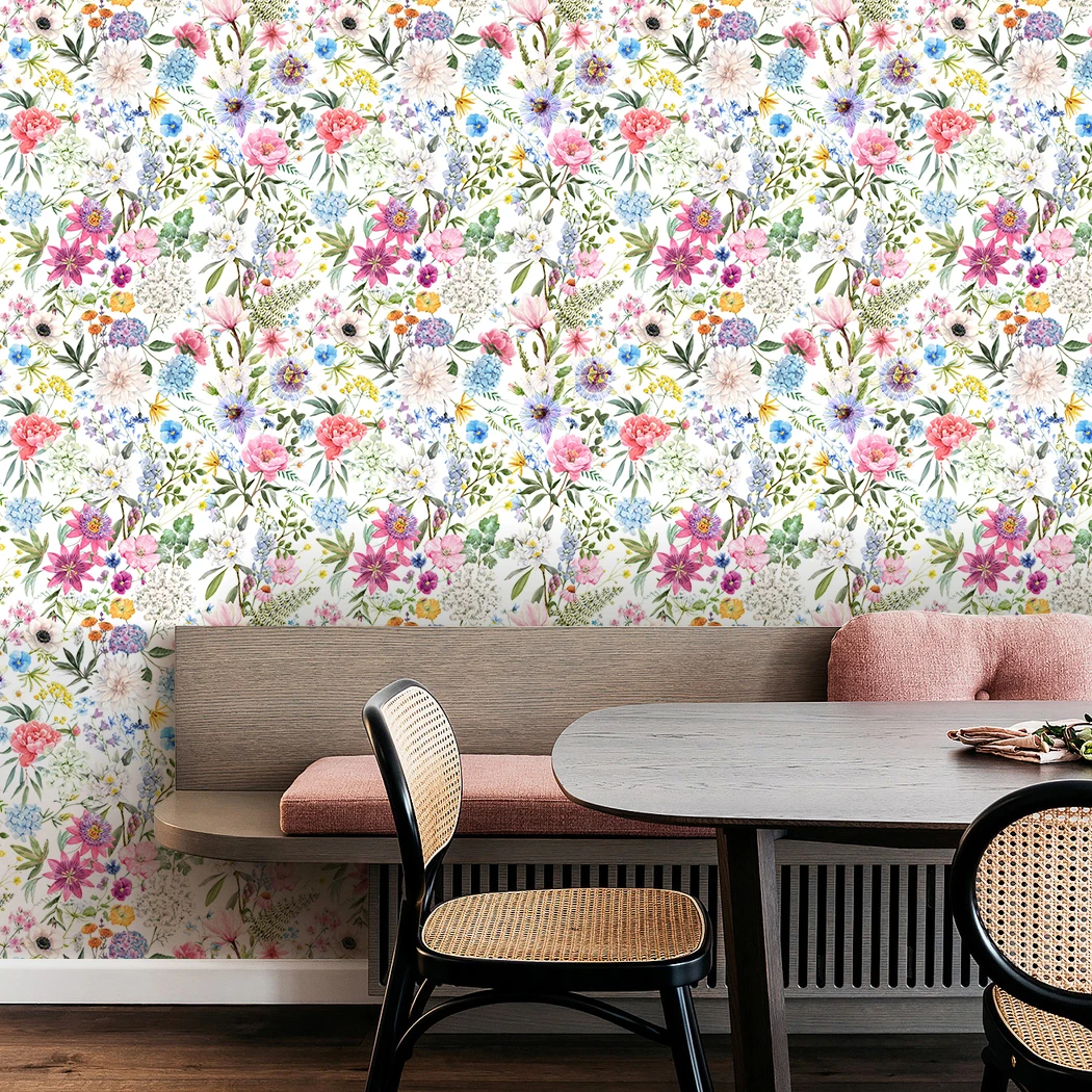 

Multicolor Floral Wallpaper Peel And Stick Watercolor Flower Removable Wall Decor Camellia Peonies Bouquet Home Decor