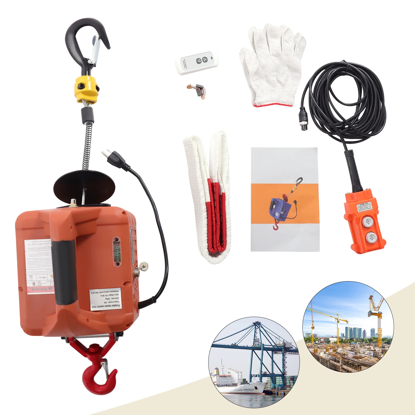 2300LBS/1T Electric Hoist Winch Portable Electric Power Winch New Upgrade Electric Hoist Crane w/Overload Protection