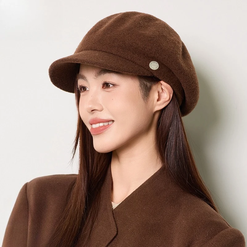 Korean Version of Light Luxury Wool Octagonal Hat New Women's Versatile Beret Temperament Elegant Face Little Painter Hat