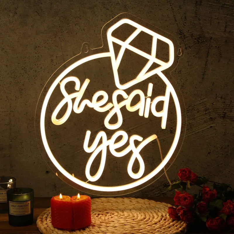 Led Warm White She Said Yes Neon Lights Wedding Wedding Led Decor Bachelorette Engagement Party Bridal Shower 5V USB