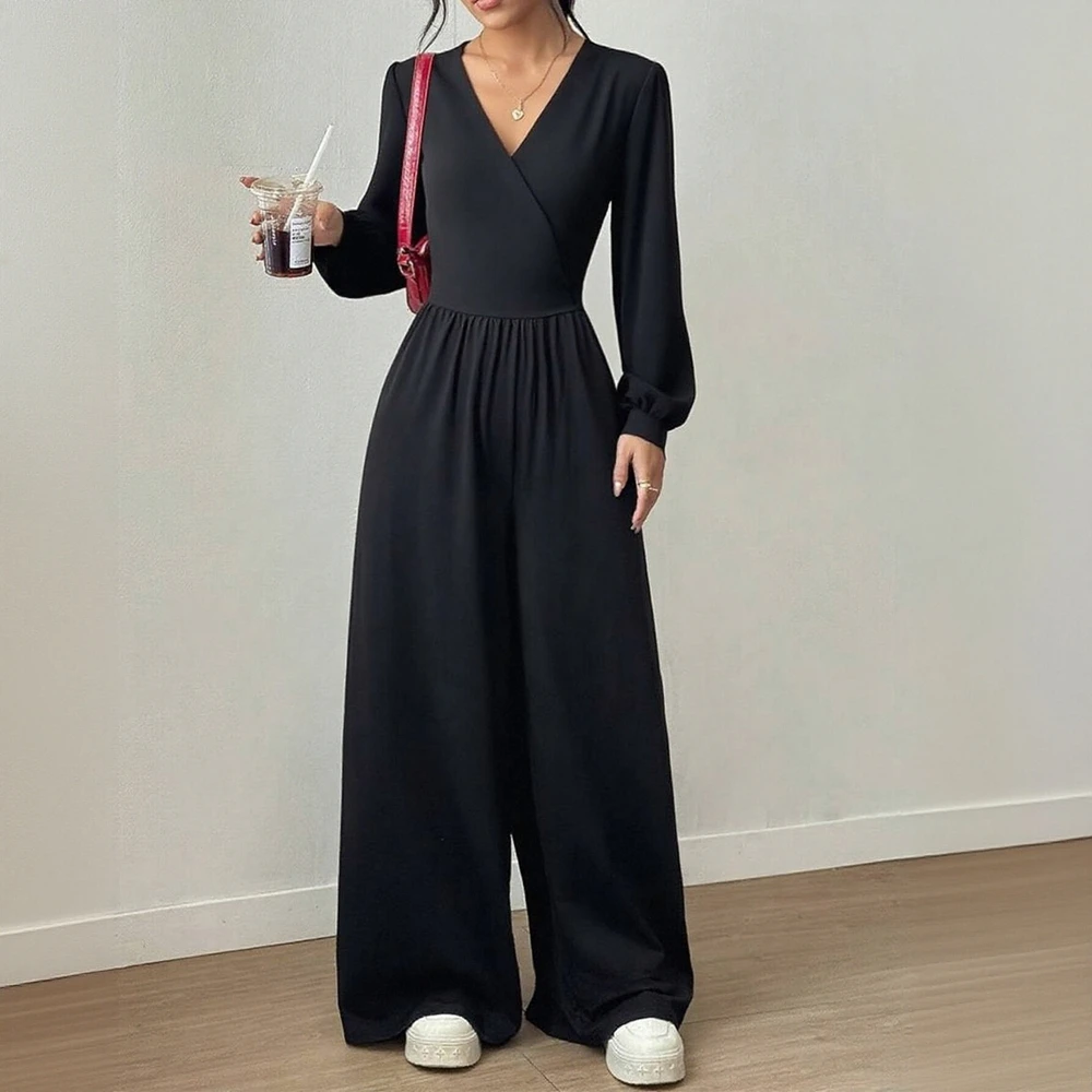

Casual Fit Round Neck Jumpsuit Spring Dress Autumn No Decoration Comfortable Women's One-Piece Suit