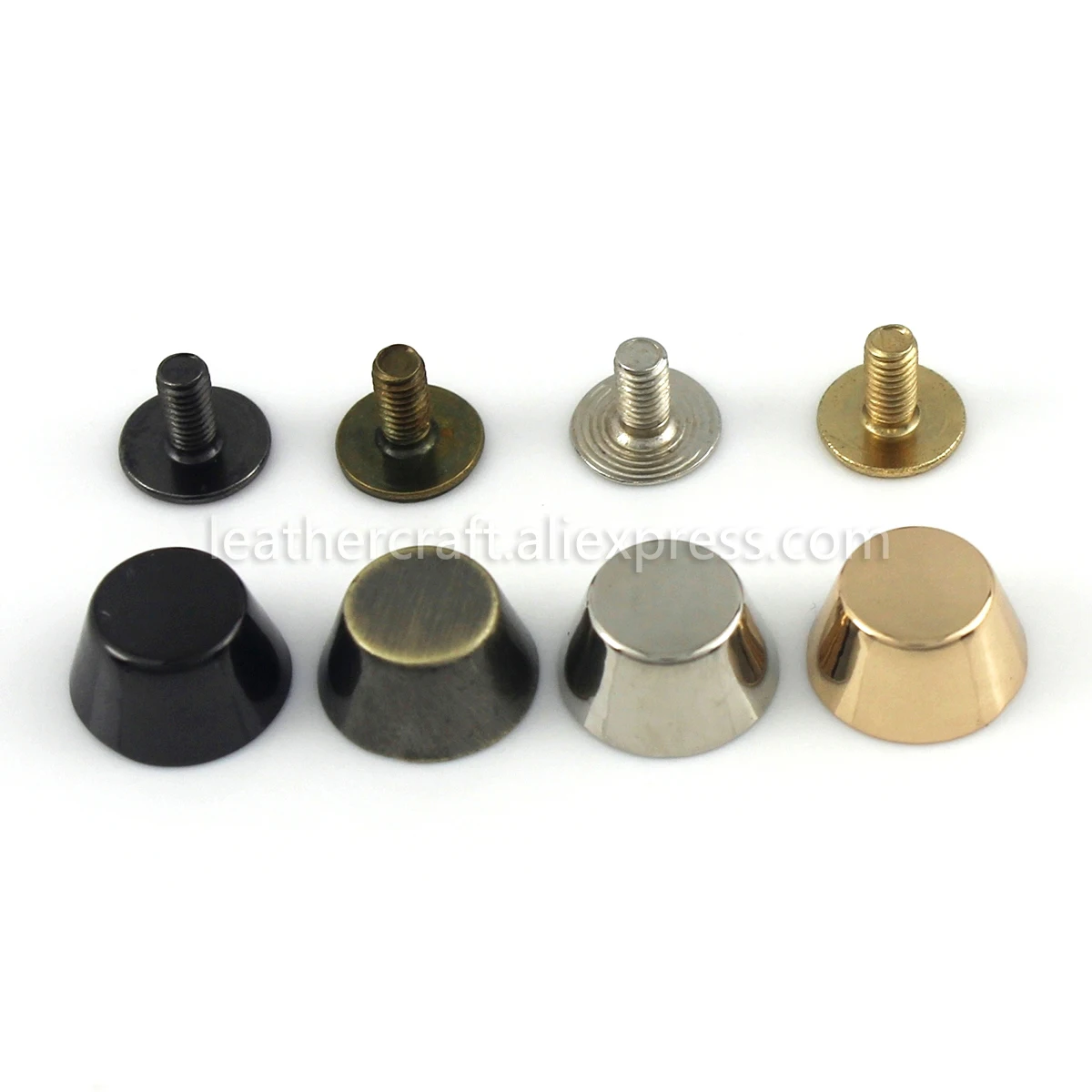 4 pezzi a forma di secchio in metallo vite rivetti posteriori borchie chiodo per indumento in pelle artigianale cintura portafoglio decorazione