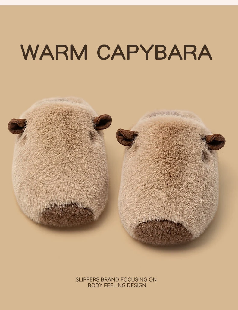 Niedliche Capybara-Plüsch-Hausschuhe für Damen, warme, flauschige, flauschige Hausschuhe, 44, Cartoon-Tier-Winter-Hausschuhe, warme Hausschuhe für drinnen. – Detail 13