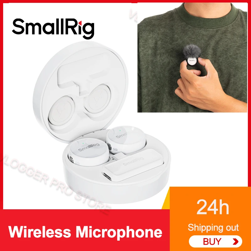 Smallrig S60 mikrofon nirkabel, USB-C putih 300m kinerja tinggi transmisi sinyal mikrofon Mini 48khz rekaman Audio 24-bit