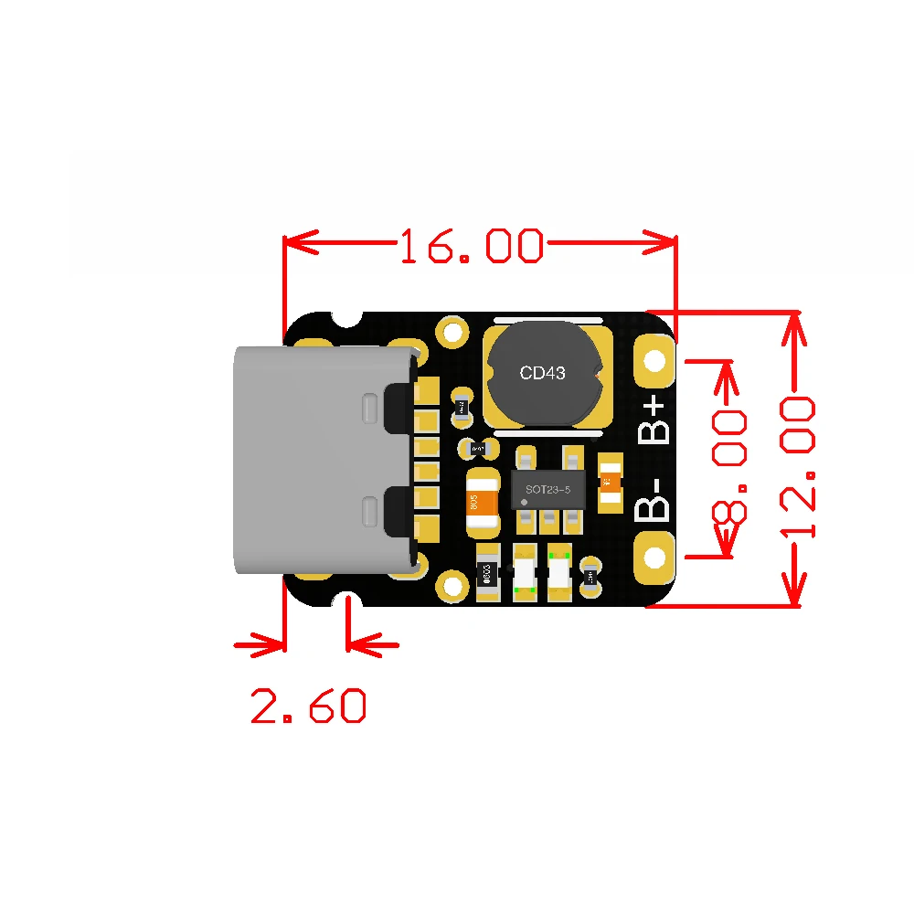 Type-C 5V Charge Discharge Integrated Module 3.7V 4.2V 18650 Lithium Battery Charging Boost Power Board Step-up Charge Module