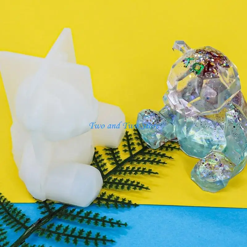 

HX6F Diy Handmade Products Little Bear Geometry Silicone Mold Scented Gypsum Ornaments Drop Resin Mold for Decoration