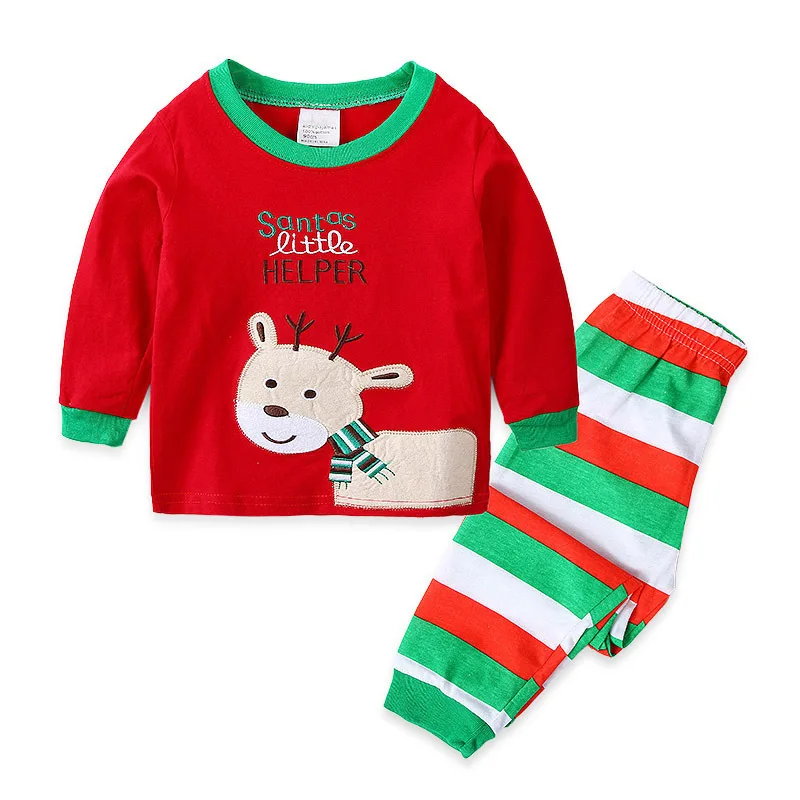 1 2 3 4 5 6 Years Christmas Girls Clothing Sets Cute Cartoon Santa Autumn Fashion Top And Pants Boys Pajamas Suits Kids Clothes