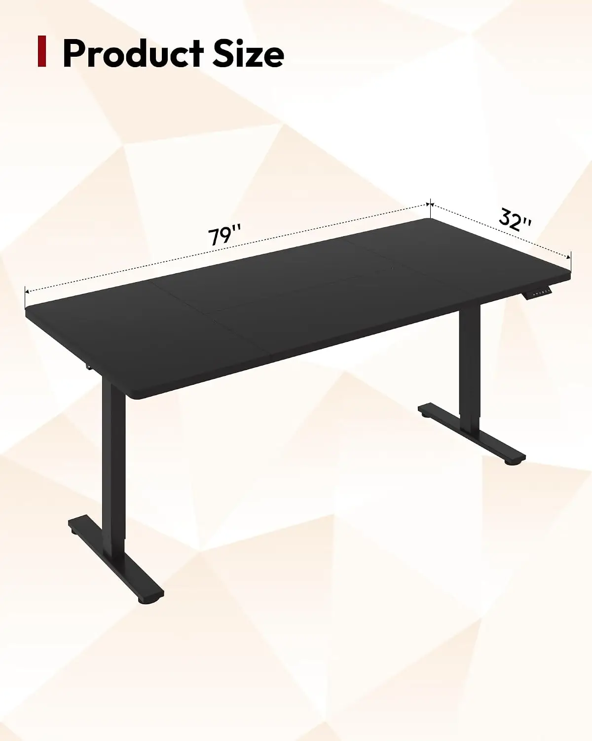 Large Electric Height Adjustable Standing Desk with Memory Presets for Home Office, 79x32 Inch, Black, Customized