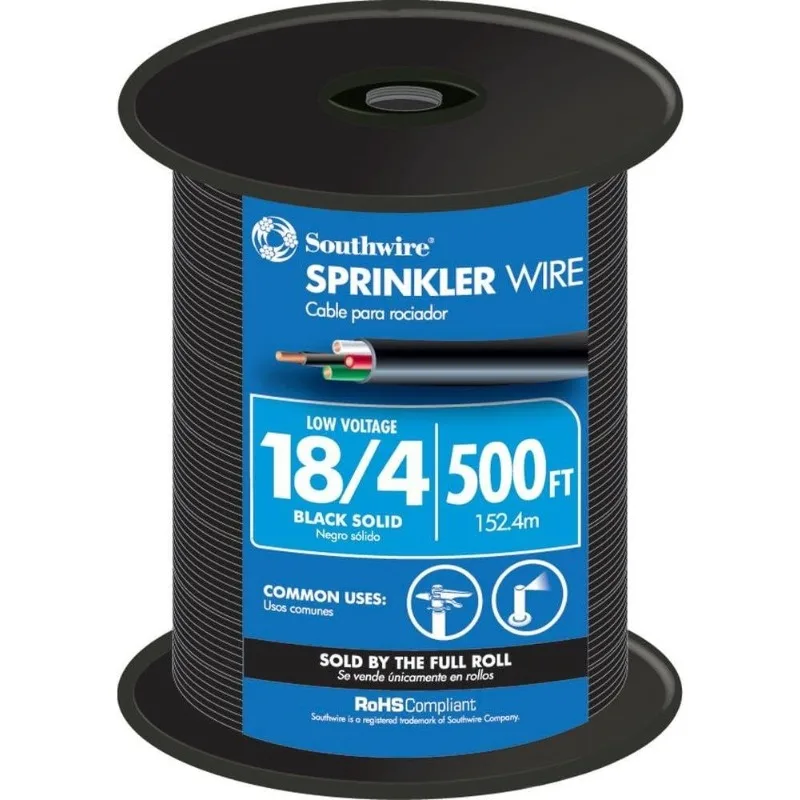 

Southwire 49276945 500 ft. 18/4 Black Solid UL Burial Sprinkler System Wire