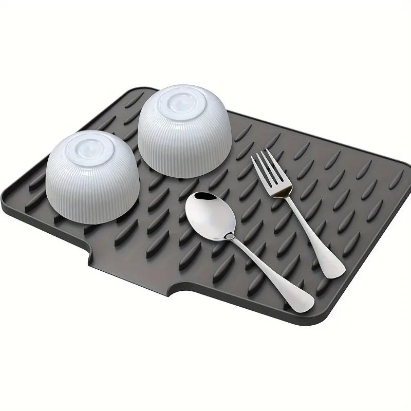 1-Pack Non-Slip Kitchen Draining Mat, Multi-Purpose Drying Mat with Built-In Drainage Design, Heat-Resistant and Easy to Clean, Suitable for Countertops, Sinks, Refrigerators, Keeps the Kitchen Dry, Kitchen Storage