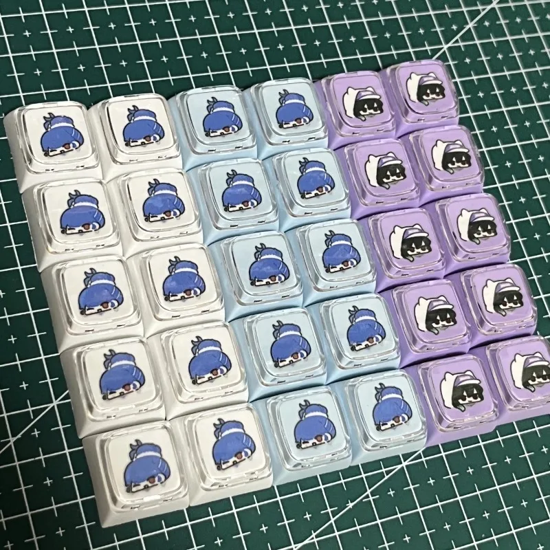 Candy Block Keycap Set 10pcs Custom PBT No Carving Cherry R4 Profile 1U Retro Artisan Key Cap DIY Mechanical Keyboard Accessory