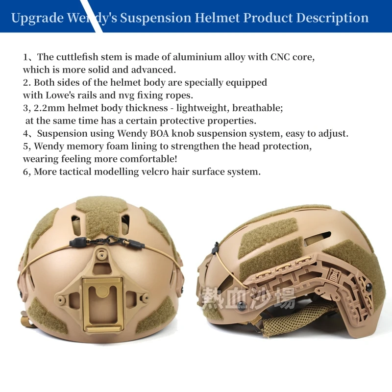 Tactical Lightweight Caiman Ballistic Helmet Hunting Upgrade Wendy Suspension Foam Version Helmet