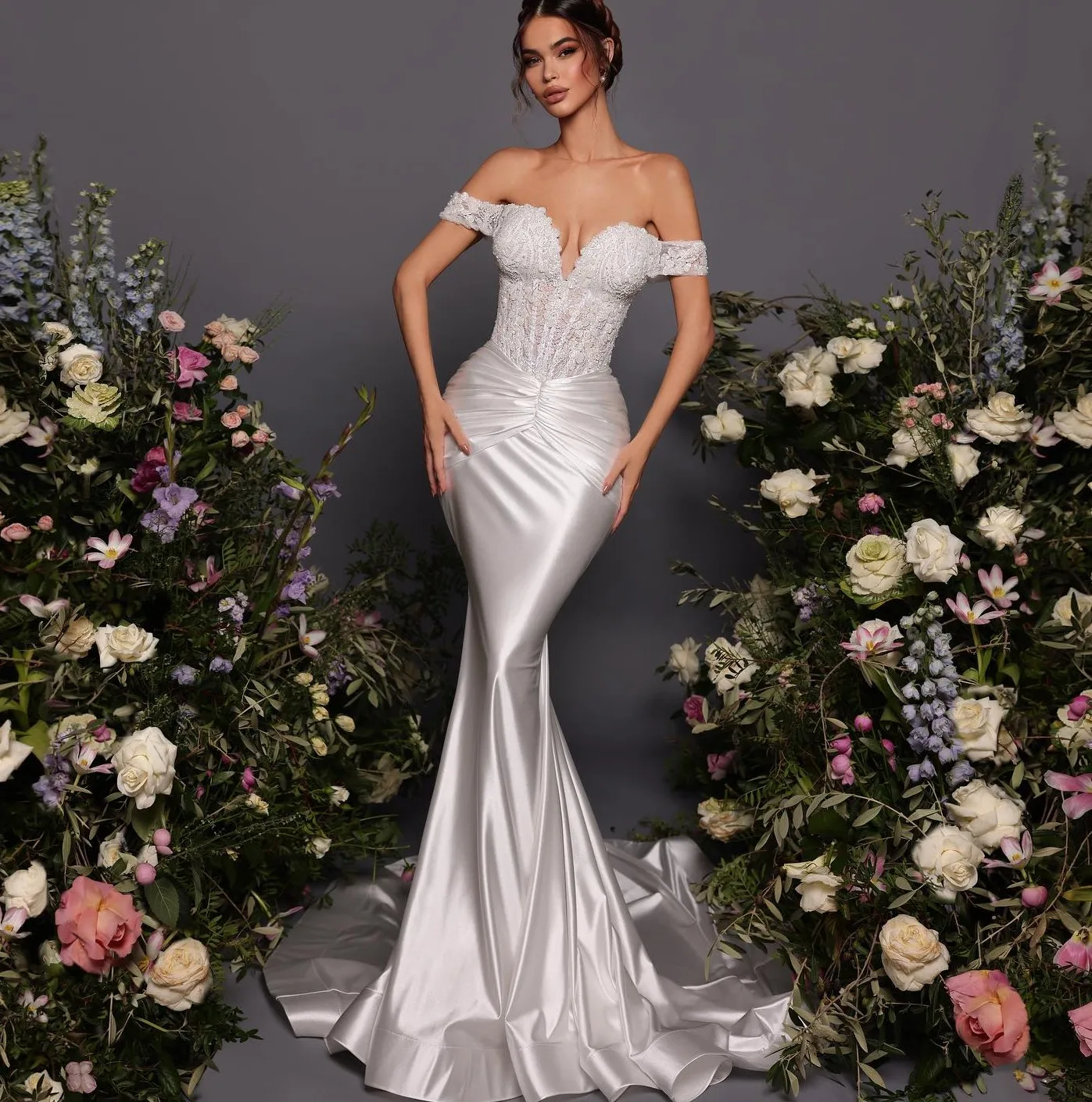 

Sexy Wedding Dress 2026 Off The Shoulder Appliques Beads Mermaid Satin Bridal Bride Grown Vestidos De Novia