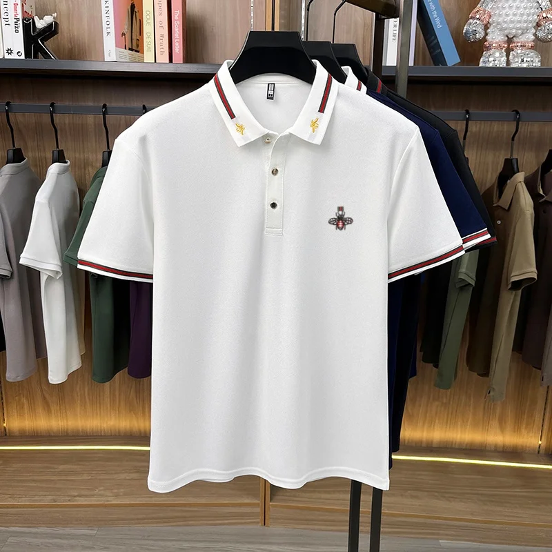 Luxusmarke Kurzarm Herren POLO Shirt Mode Boutique Bienenstickerei Design Neue Tops Sommer Freizeit Komfort Atmungsaktives T-Shirt – Detail 13