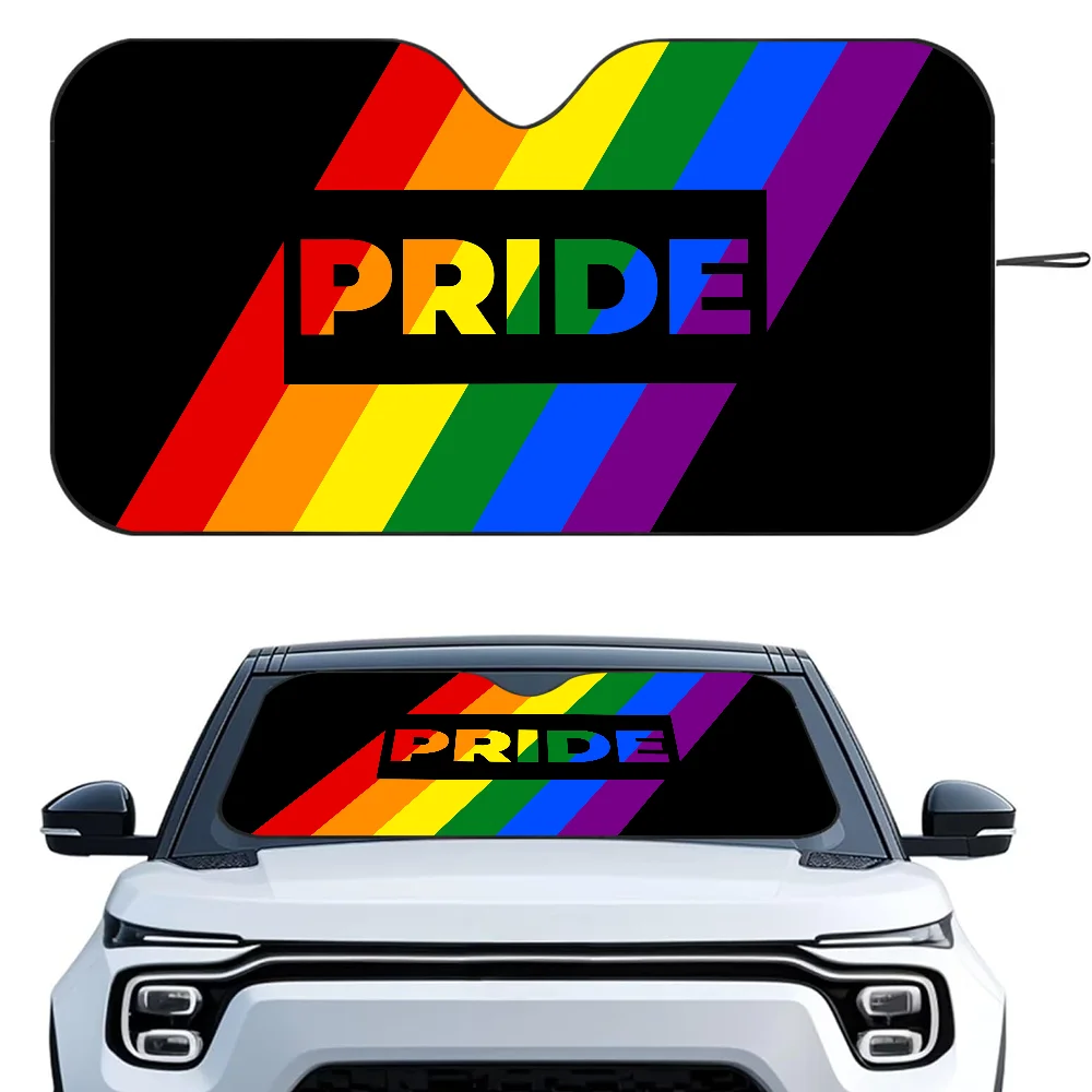 

Rainbow Stripes Car Sunshade Curtains Heat-insulating Aluminum FilmReusable Suction Cup Blocks UV Rays Car Sun Visor Protector