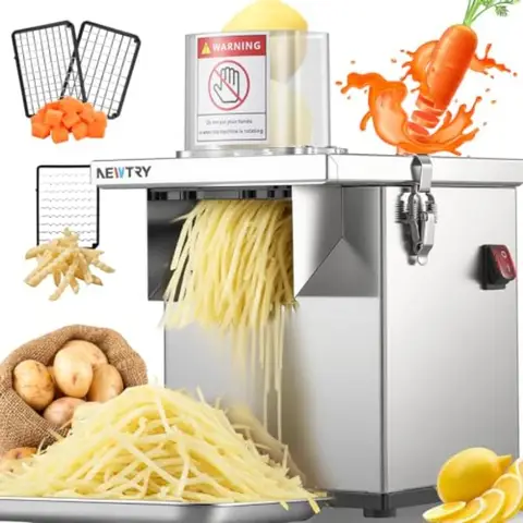 4 in 1 Commercial Vegetable Processor Electric Veggie Fruit Slicer Dicer Shredder Strip Crinkle Cutter All Stainless Steel 110V
